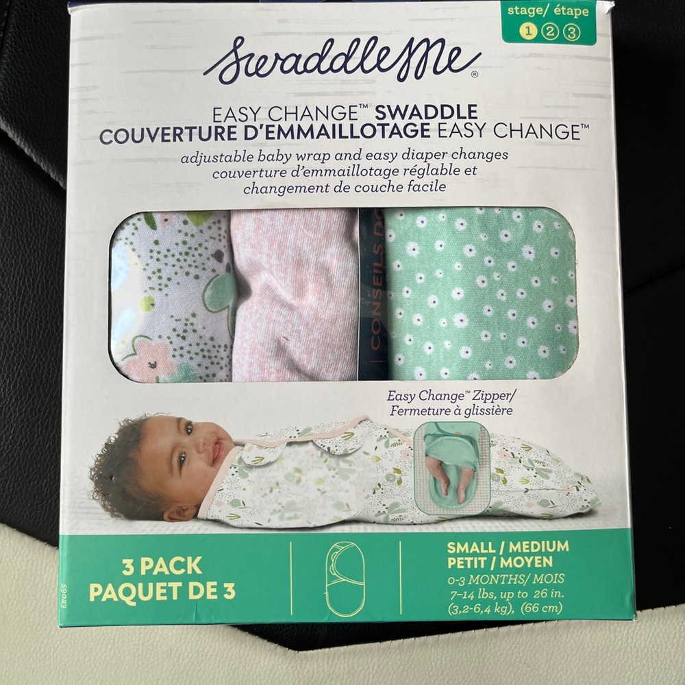 SwaddleMe Baby Swaddle, 3-pack set, Ages 0-3 Months, Easy Change Zipper, Floral